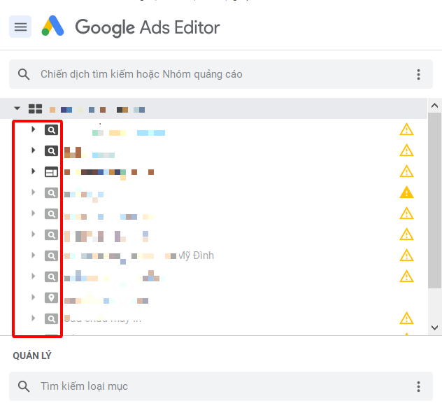 Tổng quan chiến dịch Google Ads Editor